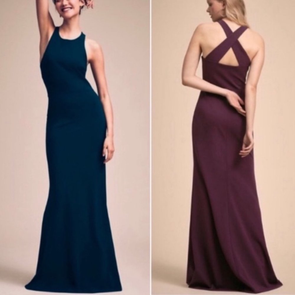 Anthropologie BHLDN Klara Navy Cross Back Maxi Dress